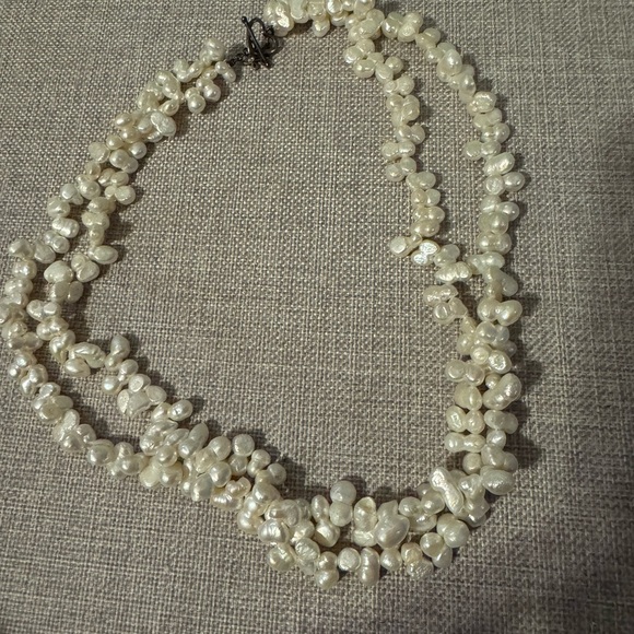 Elegant Vintage White Pearl Necklace with Sterling Silver Clasp